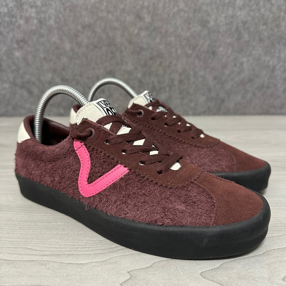 Vans Sport Low Sneakers Womens 8 Burgundy Pink Suede Skate Shoes Suede
